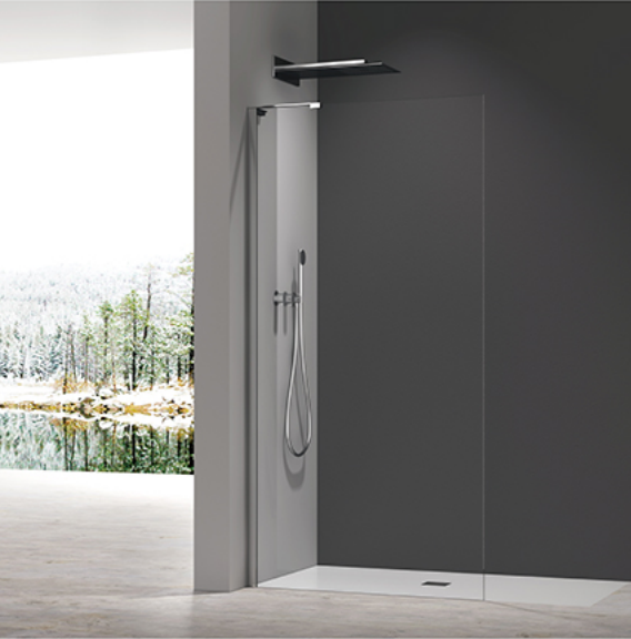 Душова перегородка Koer SR SP02-100x200-TR-07 Walk-In прозоре скло Easy Clean 8мм, графіт (KR5397) KR5397 фото