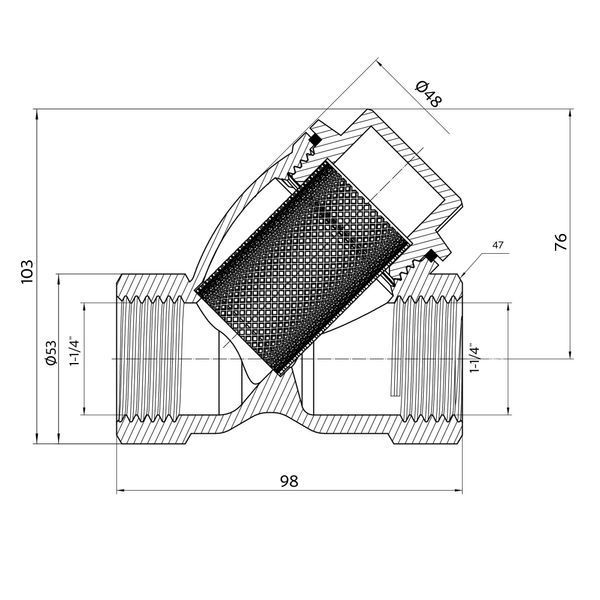 Фільтр грубої очистки Thermo Alliance Forte 1&nbsp;1/4"ВВ нікель для води косий TAF124W32 SD00053366 фото