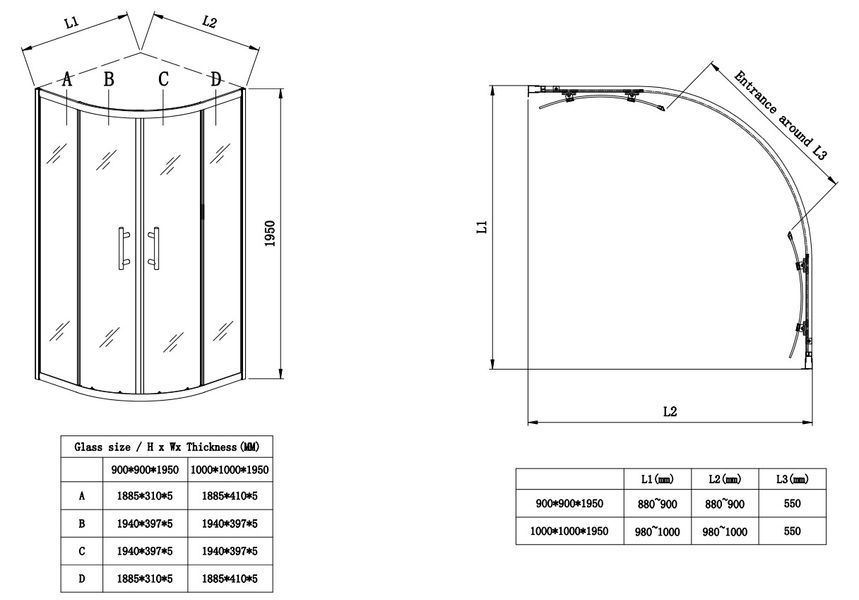 Душова кабіна без піддону Koer SR SC04-90x90x195-TR-07 прозоре скло Easy Clean 5мм, графіт (KR5362) KR5362 фото
