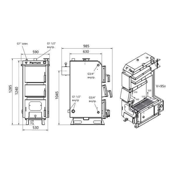 Котел твердопаливний сталевий Thermo Alliance Ferrum V 5.0 FSF 26 SD00054013 фото