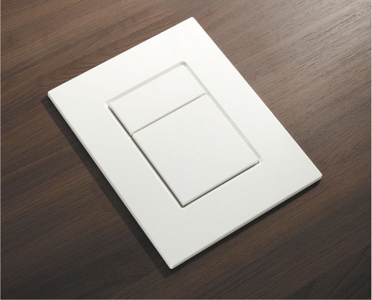 Панель змиву пластикова Koer KT-0607-03 157x198x3mm, кнопка квадратна (колір білий) (KR5714) KR5714 фото