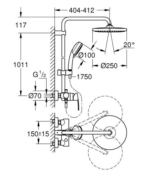 Душова система зі змішувачем для душа Grohe New Tempesta Cosmop. System (26673000) 26673000 фото