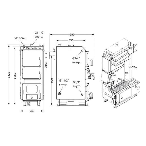 Котел твердопаливний сталевий Thermo Alliance Ferrum Plus V 5.0 FSF+ 16 SD00054017 фото