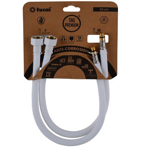 Шланг для змішувача TUCAI TAQ PREMIUM GRIF М10х1/2&Prime; 0,5м. АНТИКОР. AСB ПАРА (Білий Мат) 209967 000029285 фото