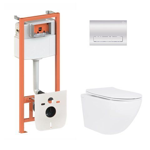 Готове рішення Qtap для ванної кімнати: підвісний унітаз Jay Ultra Quiet 520x360x320 + комплект інсталяції Nest 4 в 1 (лінійна клавіша Chrome) SD00054322 фото
