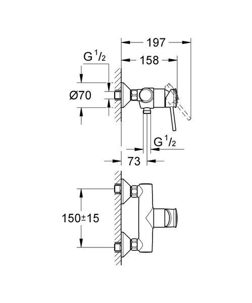 Змішувач для душу Grohe BauClassic (32867000) 32867000 фото