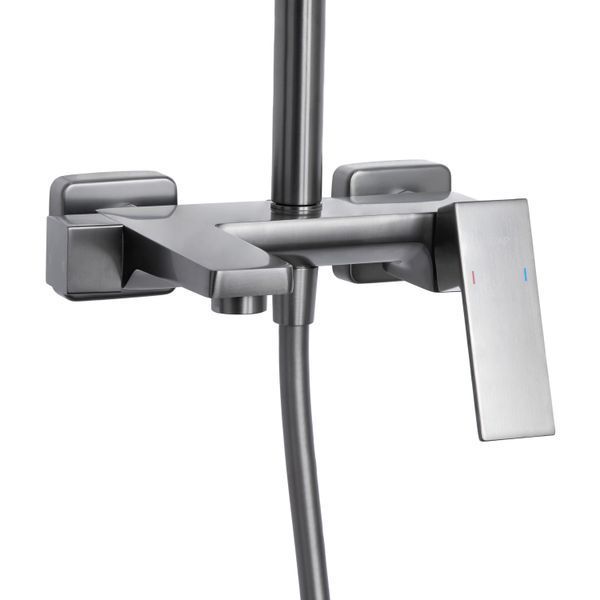 Душова система універсальна Qtap Gemini на три споживача (з виливом) QTGEM111GMB45688 Gunmetal Black PVD SD00051812 фото