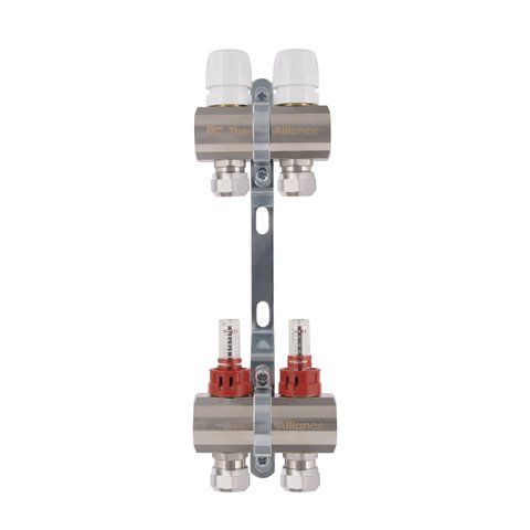 Колектор латунний з витратомірами та євроконусами Thermo Alliance Standart 1" на 2 виходи TAS235W2E SD00055263 фото