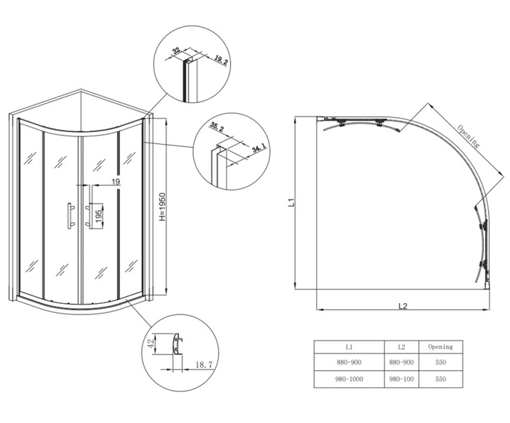 Душова кабіна без піддону Koer SR SC04-90x90x195-TR-01 прозоре скло Easy Clean 5мм, хром (KR5360) KR5360 фото