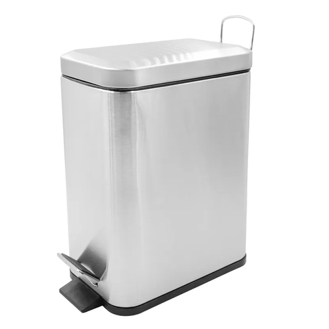 Відро для сміття з плавним закриттям прямокутне Zerix Sansa-TC0105 SS Color 5л колір нержавійка (ZX5893) ZX5893 фото