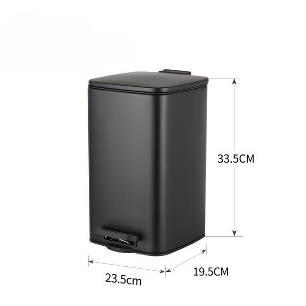 Відро для сміття з плавним закриттям квадратне Zerix Kubix-TC0108 Black 8 л колір чорний (ZX5892) ZX5892 фото