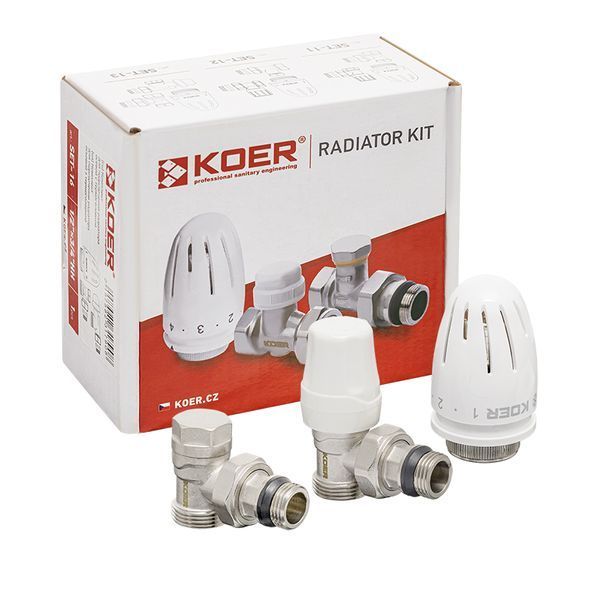 Комплект для підключення радіатора Koer SET-14 - 1/2"x3/4" (кутовий) з термоголовкою ЗЗ (KR3178) KR3178 фото