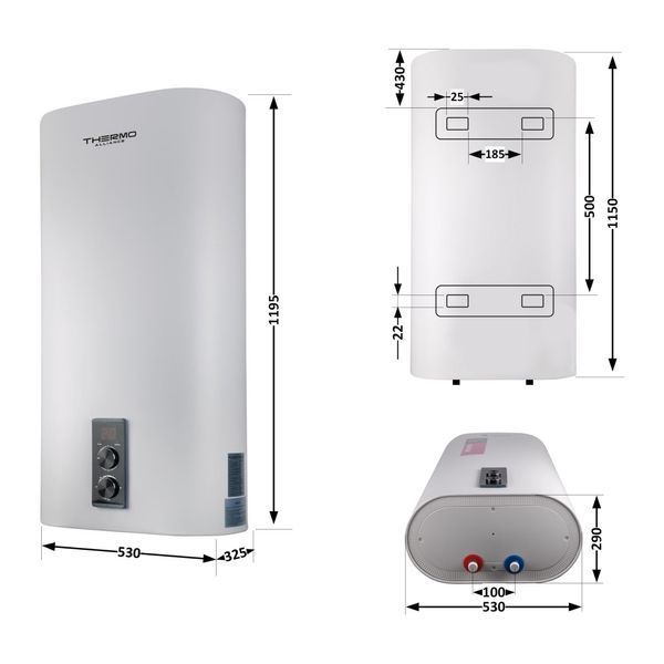 Водонагрівач електричний Thermo Alliance 100 л плоский вертикальний, сухий ТЕН 2 кВт (0,8+1,2) DT100V20G(PD)-D/2 SD00046734 фото