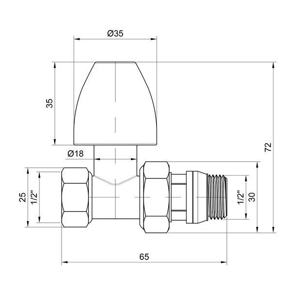 Кран радіаторний Thermo Alliance Base 1/2" ВЗ з антипротіканням прямий SD226W15 SD00035548 фото