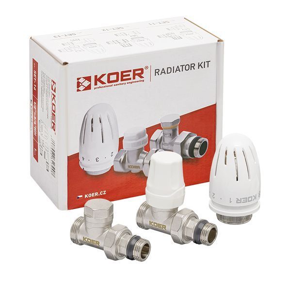 Комплект для підключення радіатора Koer SET-15 - 1/2"x3/4" (прямий) з термоголовкою ЗЗ (KR3180) KR3180 фото