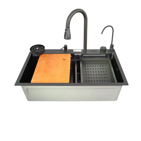 Мийка багатофункціональна Zerix ZH7546-SET-07 DECOR NANO-BLACK з вбудованим змішувачем (ZX5683) ZX5683 фото