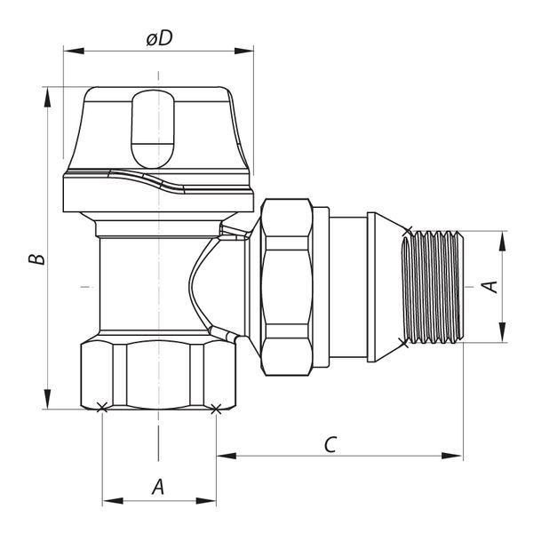 Кран термостатичний кутовий 1/2" Koer KR.921-GI (KR2682) KR2682 фото