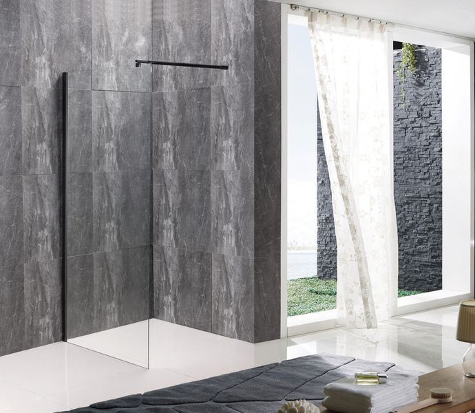 Душова перегородка Mixxus Premium FLAT SP02-90x200-TR Black Walk-In прозоре скло 8мм (MI6855) MI6855 фото