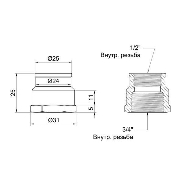 Муфта Icma 1/2"х3/4" ВР №1214 SD00030487 фото