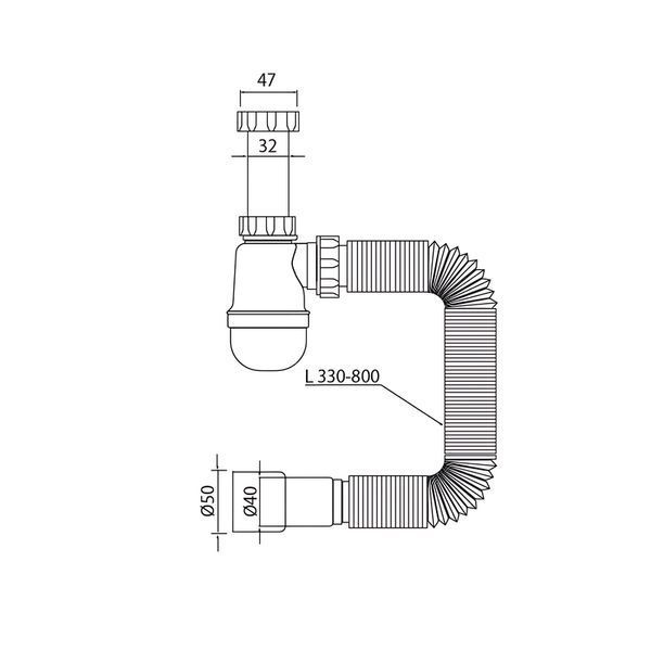 Сифон для умивальника Mixxus SU-04-A 1 1/4"x32 без випуску 32*40/50 (MI8181) MI8181 фото