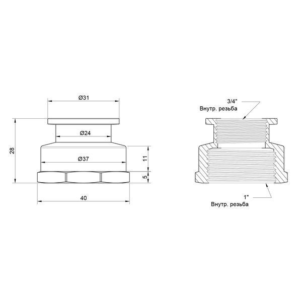Муфта Icma 3/4"х1" ВР №1214 SD00030489 фото