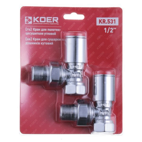 Кран для рушникосушки кутовий Koer KR.531 - 1/2" (Ціна за 1 шт.) (KR3073) KR3073 фото