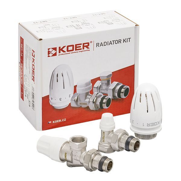 Комплект для підключення радіатора Koer SET-13 - 1/2"x1/2" (осьовий) з термоголовкою ВЗ (KR3176) KR3176 фото