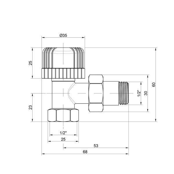 Кран радіаторний Icma 1/2" 28х1,5 кутовий №774 SD00005635 фото