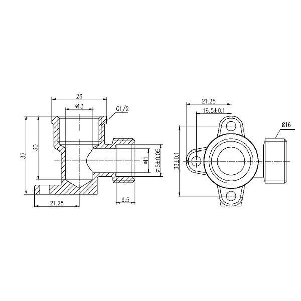 Кут обтискний настінний Thermo Alliance Forte 16х1/2" ВР SF179W1615 SD00025608 фото