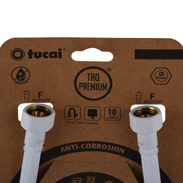 Шланг водяний TUCAI TAQ PREMIUM GRIF 1/2&Prime;x1/2&Prime; BВ 0,3м.АНТИКОР. ACB HG-1212-300 (Білий Мат) 209971 000029278 фото